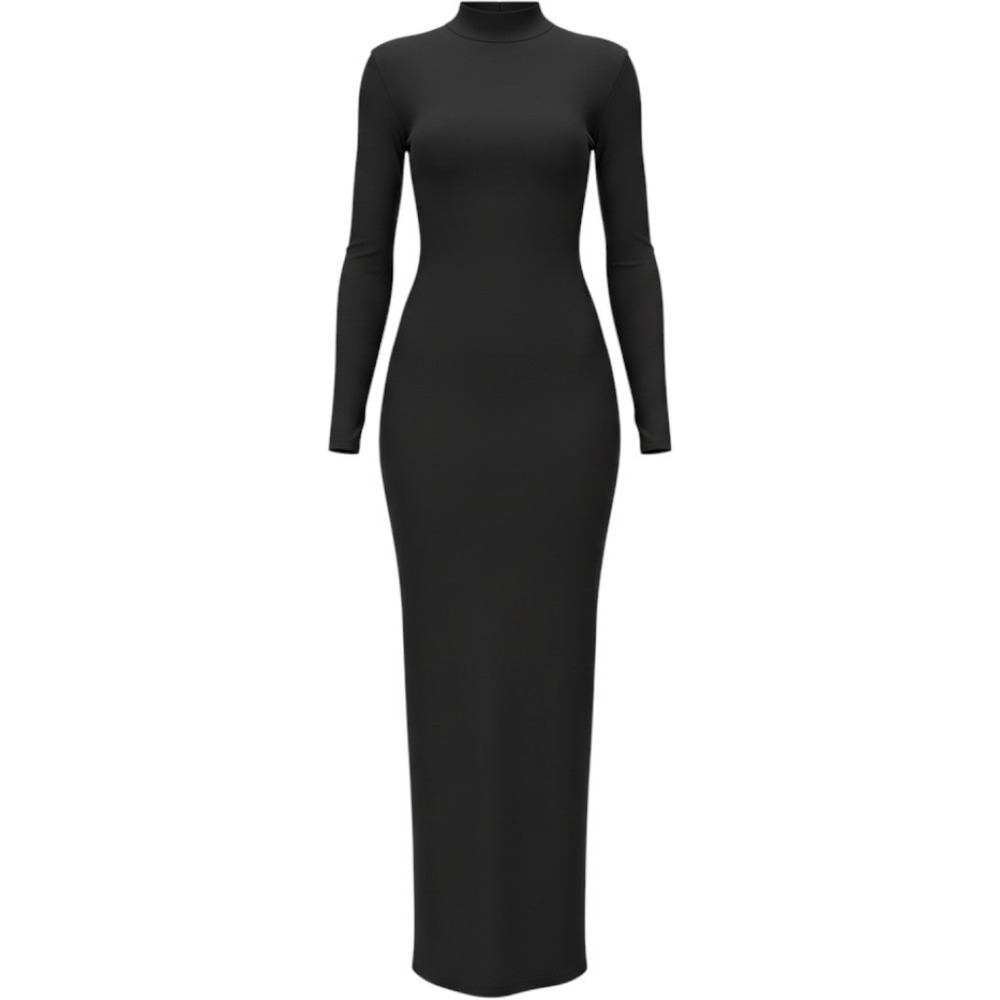 Skims Smooth Layers Turtleneck Long Dress Obsidian XS DS-DRS-10295W